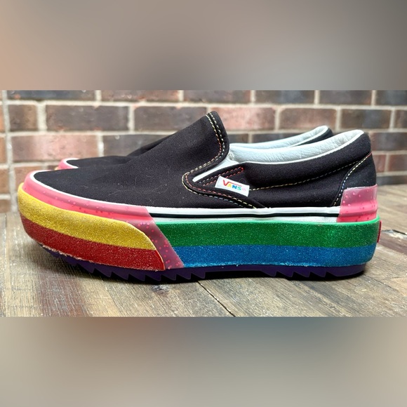 Vans Classic Slip-On Stacked Platform - Glitter - Black Rainbow - M 6.0 / W 7.5 - Picture 3 of 6